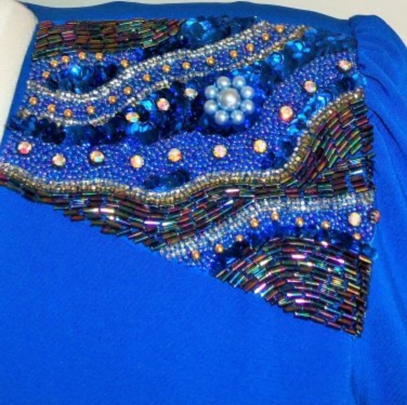 Miss Elliette Cobalt Blue Vintage Dress Size 6 - Picture 9 of 10